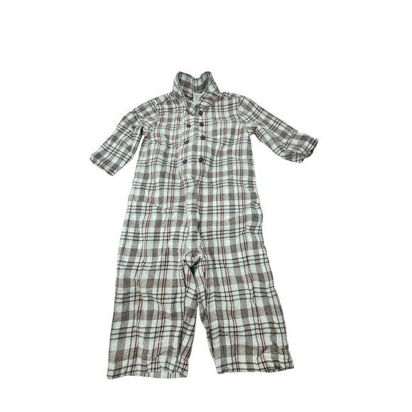Janie and Jack Plaid One Piece Outfit 100% Cotton Button Front Baby 6-12 Months - Picture 1 of 6